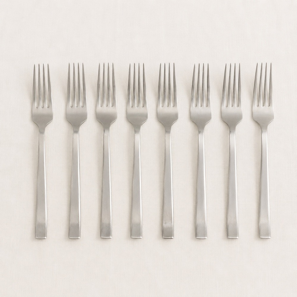 IKEA Minimalist Modern Stainless Steel Dinner Forks Set of 8 Silverware 21472 8"